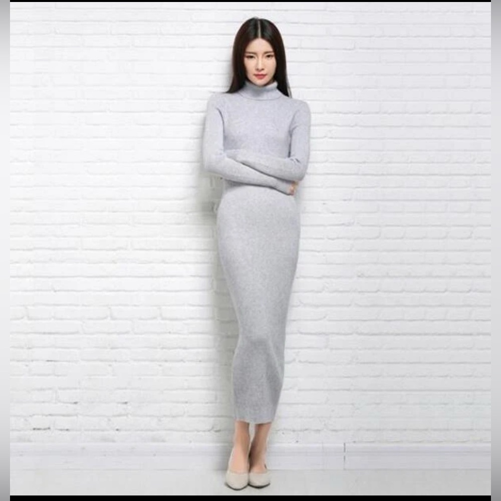 Turtleneck maxi fitted dress